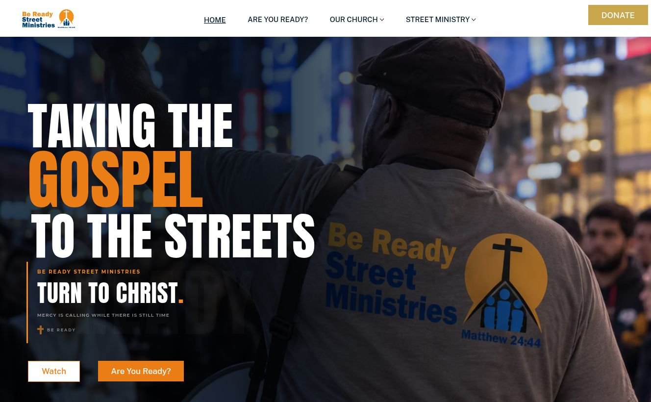 Be Ready Street Ministries — website project